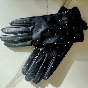 Zara Vegan black leather gloves